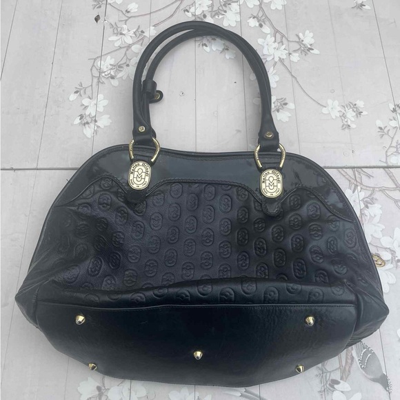 Marino Orlandi Black Shoulder Bag with Gold Accents